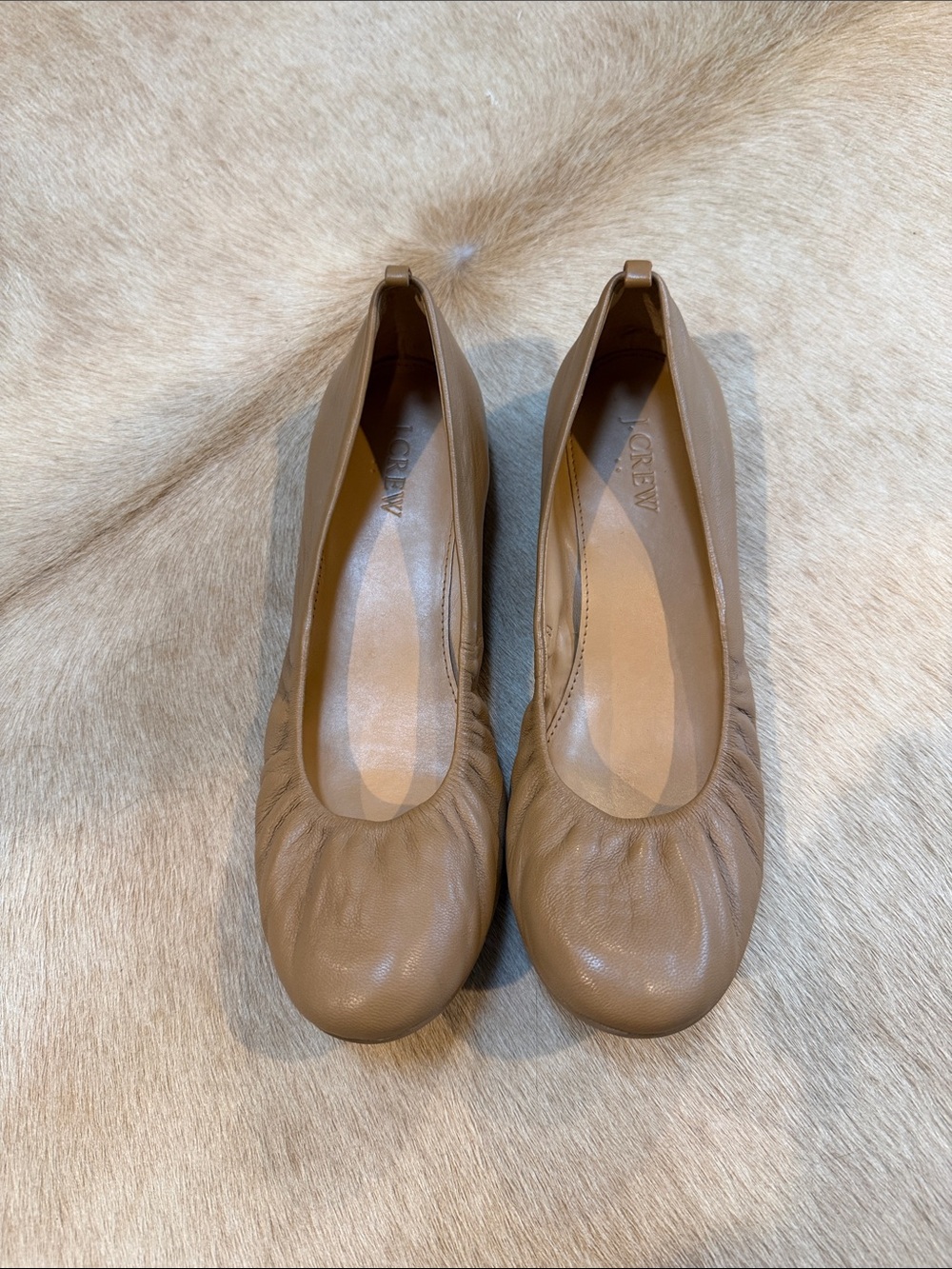 J. Crew Cognac Leather Ballet Flats